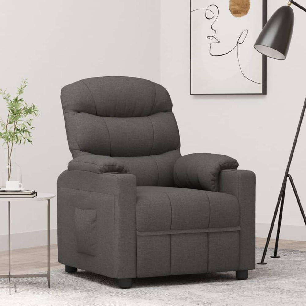 vidaXL Fotoliu rabatabil, gri închis, material textil