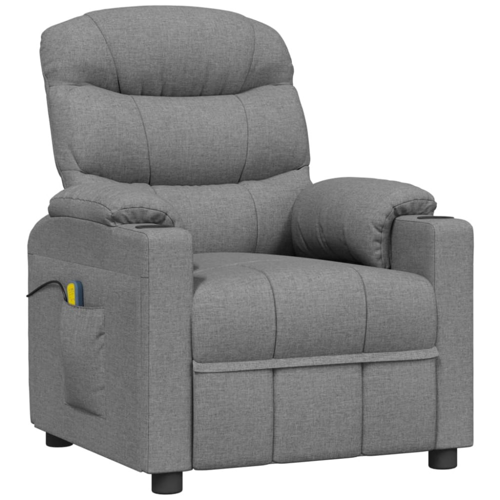 vidaXL Fotoliu de masaj, gri deschis, material textil