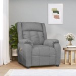 vidaXL Fotoliu de masaj, gri deschis, material textil vidaXL Fotoliu de masaj, gri deschis, material textil
