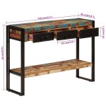 vidaXL Masă consolă, 110x30x76 cm, lemn masiv reciclat