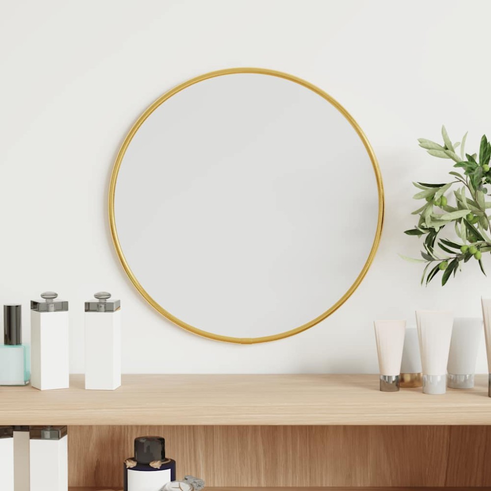 vidaXL Oglindă de perete rotundă, auriu, Ø 30 cm