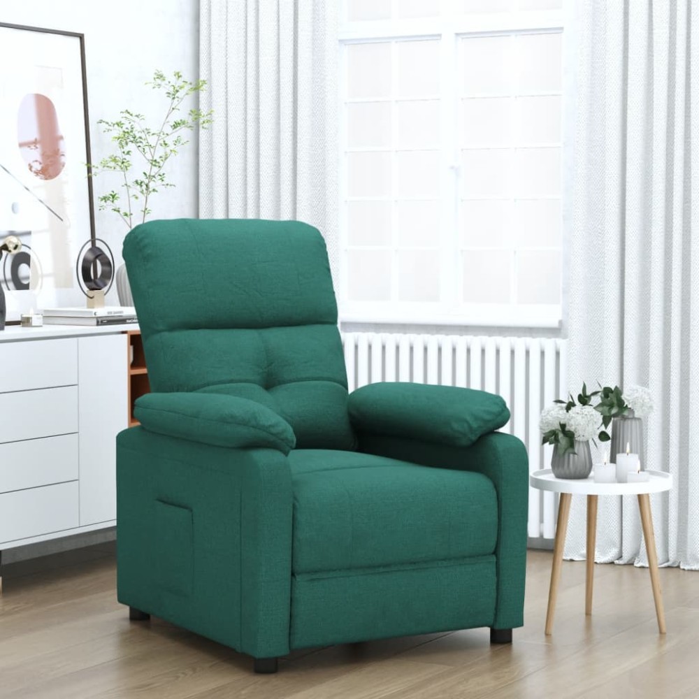 vidaXL Fotoliu rabatabil, verde închis, material textil