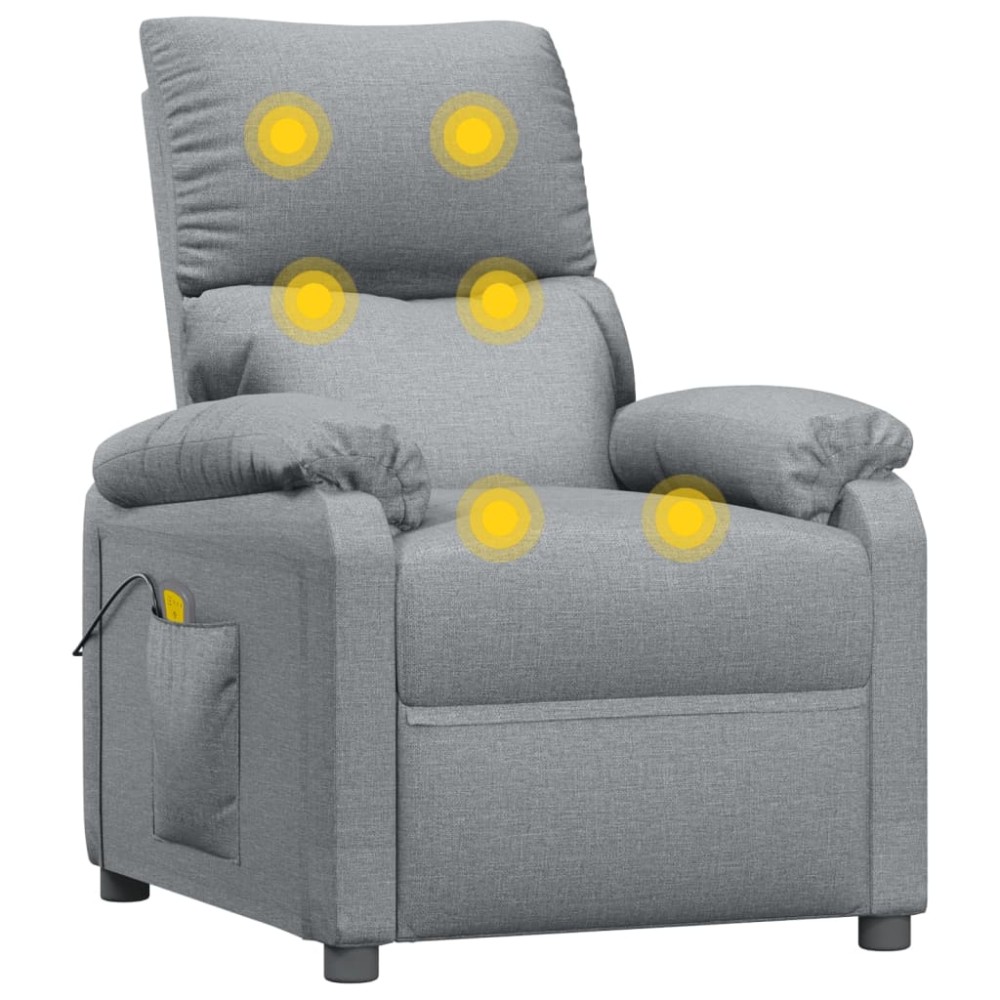 vidaXL Fotoliu de masaj, gri deschis, material textil