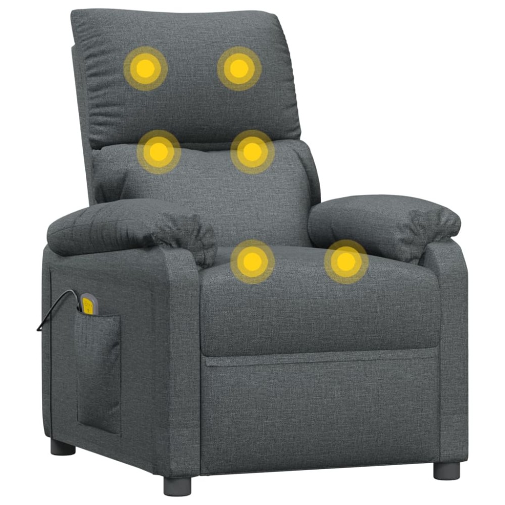 vidaXL Fotoliu de masaj, gri închis, material textil