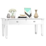 vidaXL Măsuță de cafea cu oglindă 106x45x45 cm lemn compozit și sticlă vidaXL Măsuță de cafea cu oglindă 106x45x45 cm lemn compozit și sticlă