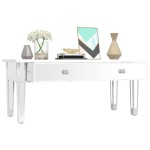 vidaXL Măsuță de cafea cu oglindă 106x45x45 cm lemn compozit și sticlă vidaXL Măsuță de cafea cu oglindă 106x45x45 cm lemn compozit și sticlă