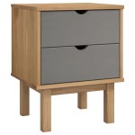 vidaXL Dulap noptieră OTTA, maro/gri, 45x39x57 cm, lemn masiv pin vidaXL Dulap noptieră OTTA, maro/gri, 45x39x57 cm, lemn masiv pin