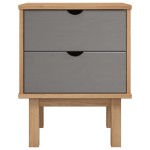 vidaXL Dulap noptieră OTTA, maro/gri, 45x39x57 cm, lemn masiv pin vidaXL Dulap noptieră OTTA, maro/gri, 45x39x57 cm, lemn masiv pin