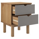 vidaXL Dulap noptieră OTTA, maro/gri, 45x39x57 cm, lemn masiv pin vidaXL Dulap noptieră OTTA, maro/gri, 45x39x57 cm, lemn masiv pin