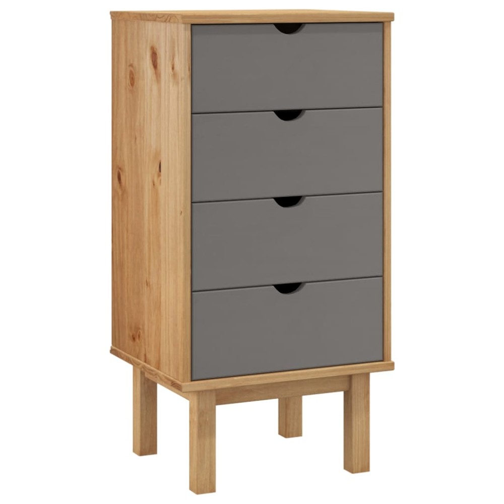 vidaXL Dulap cu sertar "OTTA", maro/gri, 45x39x90cm, lemn masiv pin