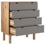 vidaXL Dulap cu sertar OTTA, maro/gri, 76,5x39,5x90 cm, lemn masiv pin vidaXL Dulap cu sertar OTTA, maro/gri, 76,5x39,5x90 cm, lemn masiv pin