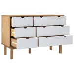 vidaXL Dulap cu sertar OTTA maro/alb, 111x43x73,5 cm, lemn masiv pin vidaXL Dulap cu sertar OTTA maro/alb, 111x43x73,5 cm, lemn masiv pin