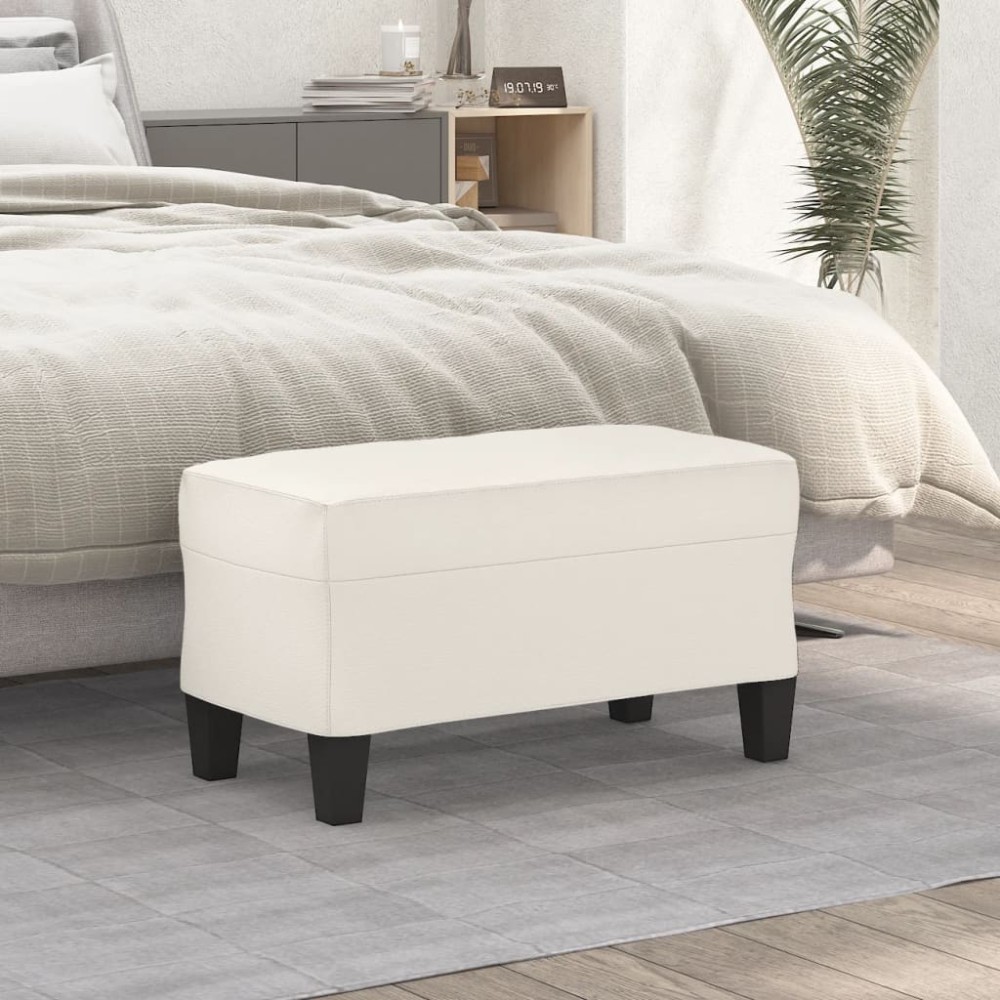 vidaXL Bancă, crem, 70x35x41 cm, piele ecologică