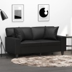 vidaXL Perne decorative, 2 buc., negru, 40x40 cm, piele ecologică vidaXL Perne decorative, 2 buc., negru, 40x40 cm, piele ecologică
