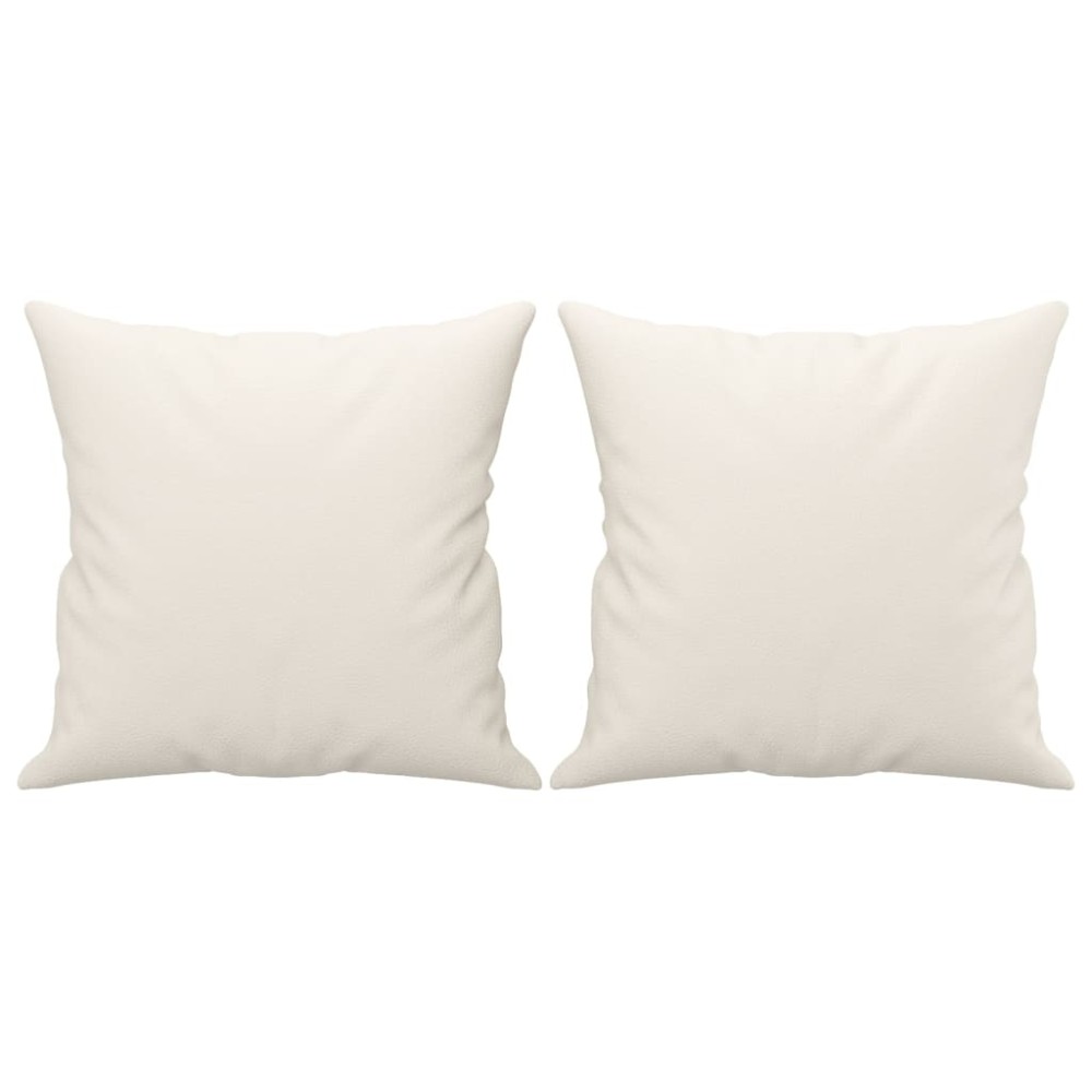 vidaXL Perne decorative, 2 buc., crem, 40x40 cm, piele ecologică