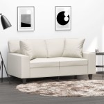 vidaXL Perne decorative, 2 buc., crem, 40x40 cm, piele ecologică vidaXL Perne decorative, 2 buc., crem, 40x40 cm, piele ecologică