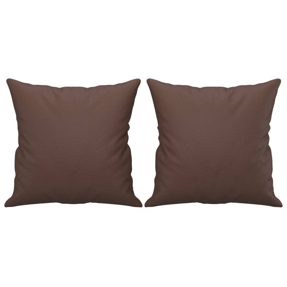 vidaXL Perne decorative, 2 buc., maro, 40x40 cm, piele ecologică