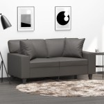 vidaXL Perne decorative, 2 buc., gri, 40x40 cm, piele ecologică vidaXL Perne decorative, 2 buc., gri, 40x40 cm, piele ecologică