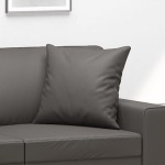 vidaXL Perne decorative, 2 buc., gri, 40x40 cm, piele ecologică vidaXL Perne decorative, 2 buc., gri, 40x40 cm, piele ecologică