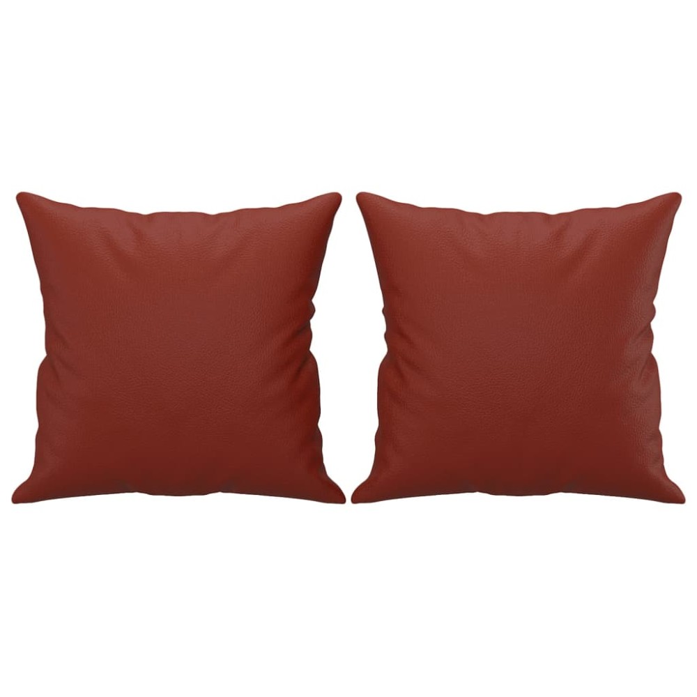 vidaXL Perne decorative, 2 buc., roșu vin, 40x40 cm, piele ecologică