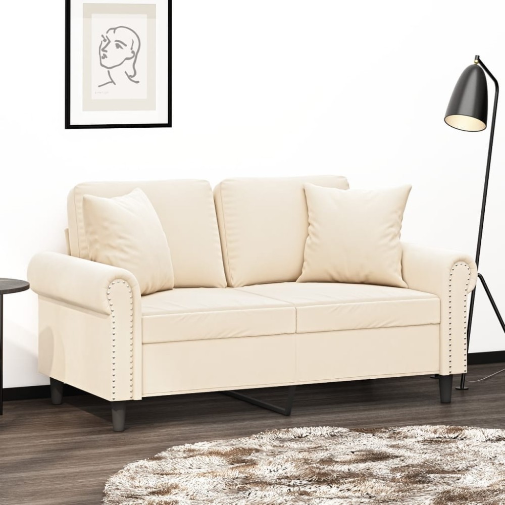vidaXL Perne decorative, 2 buc., crem, 40x40 cm, catifea