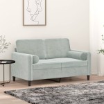 vidaXL Perne decorative, 2 buc., gri deschis, Ø15x50 cm, catifea vidaXL Perne decorative, 2 buc., gri deschis, Ø15x50 cm, catifea