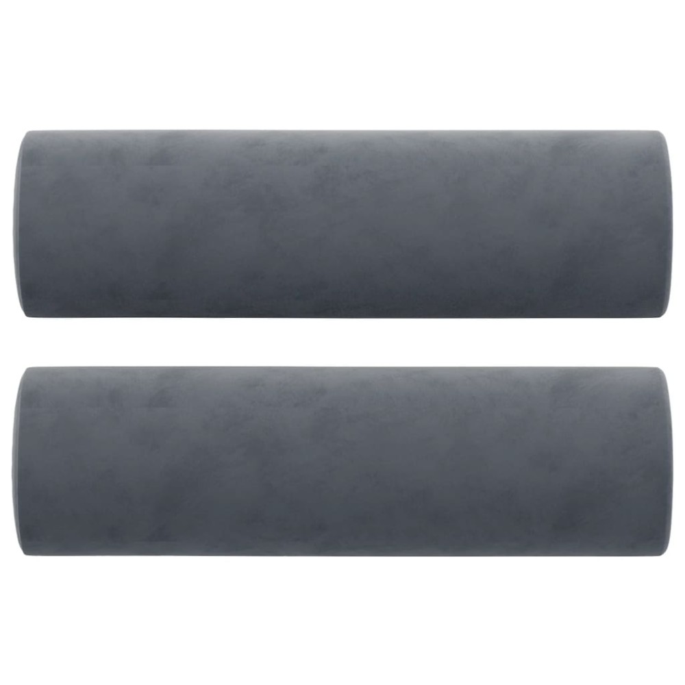 vidaXL Perne decorative, 2 buc., gri închis, Ø15x50 cm, catifea