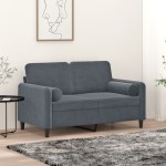 vidaXL Perne decorative, 2 buc., gri închis, Ø15x50 cm, catifea vidaXL Perne decorative, 2 buc., gri închis, Ø15x50 cm, catifea