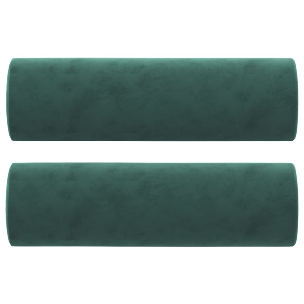 vidaXL Perne decorative, 2 buc., verde închis, Ø15x50 cm, catifea