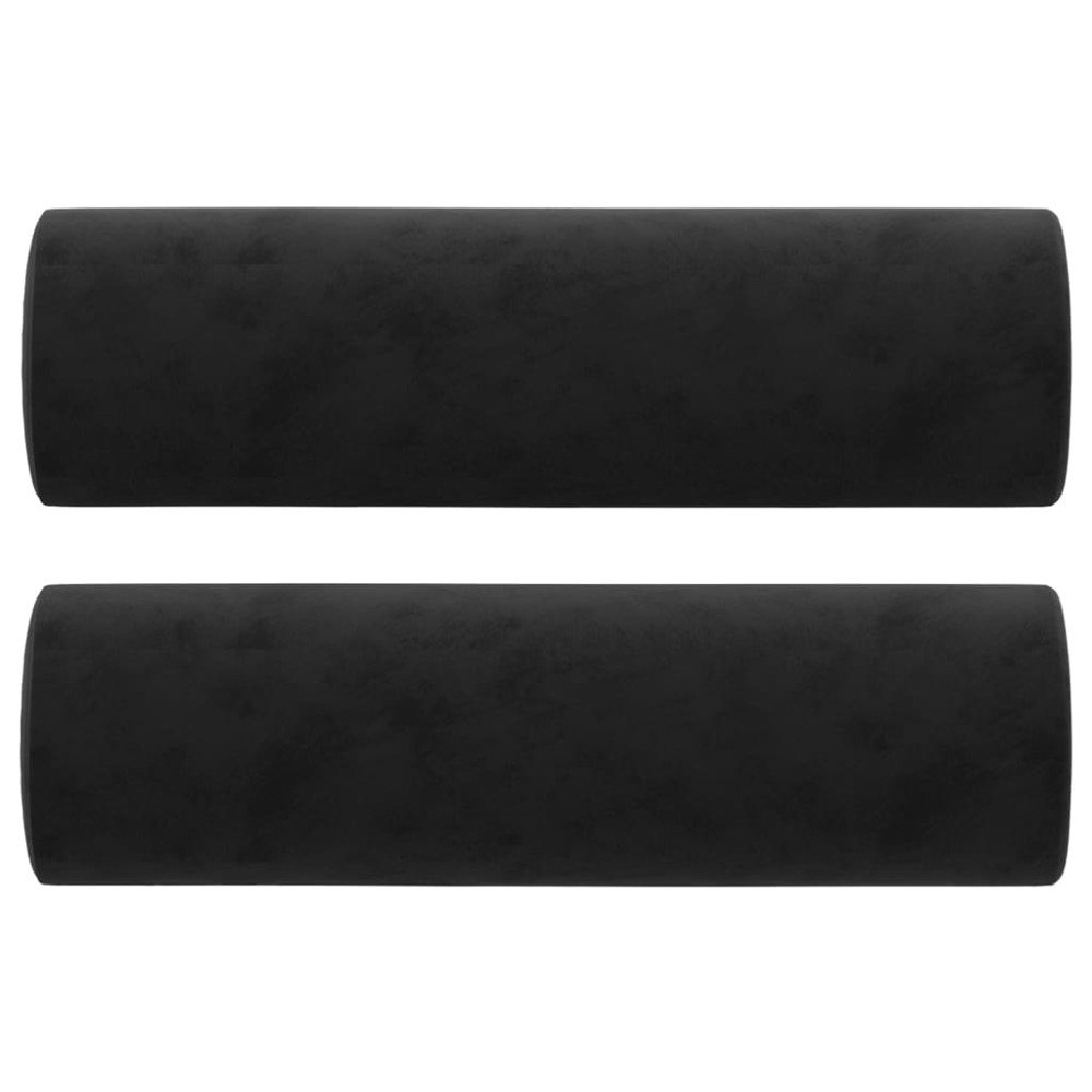 vidaXL Perne decorative, 2 buc., negru, Ø15x50 cm, catifea