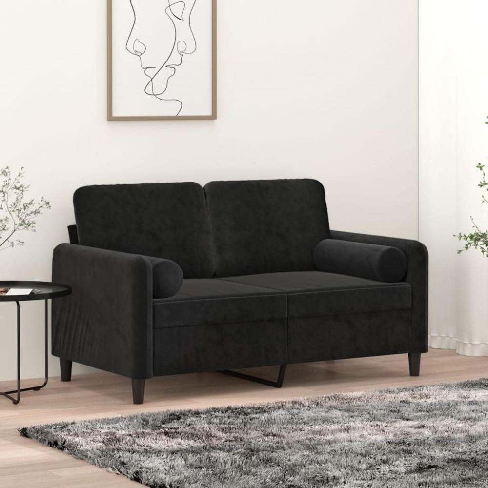 vidaXL Perne decorative, 2 buc., negru, Ø15x50 cm, catifea