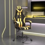 vidaXL Scaun de gaming pivotant, negru și auriu, piele ecologică