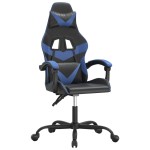 vidaXL Scaun de gaming pivotant, negru și albastru, piele ecologică