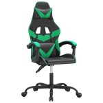 vidaXL Scaun de gaming pivotant, negru și verde, piele ecologică