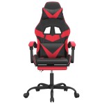 vidaXL Scaun de gaming pivotant/suport picioare negru/roșu piele eco