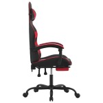 vidaXL Scaun de gaming pivotant/suport picioare negru/roșu piele eco
