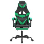 vidaXL Scaun de gaming pivotant/suport picioare negru/verde piele eco