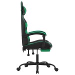 vidaXL Scaun de gaming pivotant/suport picioare negru/verde piele eco