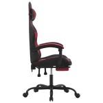 vidaXL Scaun gaming pivotant/suport picioare negru/roșu vin piele eco