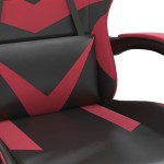 vidaXL Scaun gaming pivotant/suport picioare negru/roșu vin piele eco