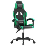 vidaXL Scaun de gaming pivotant, negru și verde, piele ecologică