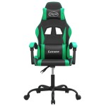 vidaXL Scaun de gaming pivotant, negru și verde, piele ecologică