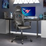 vidaXL Scaun de gaming pivotant, negru, piele ecologică