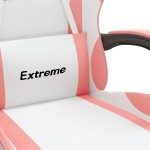 vidaXL Scaun de gaming pivotant, alb și roz, piele ecologică vidaXL Scaun de gaming pivotant, alb și roz, piele ecologică