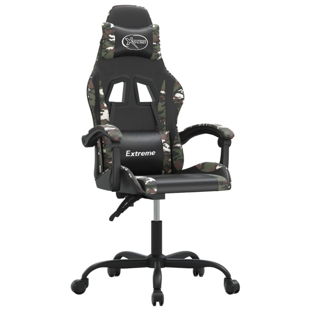 vidaXL Scaun de gaming pivotant, negru și camuflaj, piele ecologică