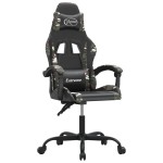 vidaXL Scaun de gaming pivotant, negru și camuflaj, piele ecologică