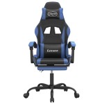vidaXL Scaun gaming pivotant/suport picioare negru/albastru piele eco