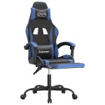 vidaXL Scaun gaming pivotant/suport picioare negru/albastru piele eco