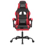 vidaXL Scaun de gaming pivotant/suport picioare negru/roșu piele eco