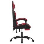 vidaXL Scaun de gaming pivotant/suport picioare negru/roșu piele eco